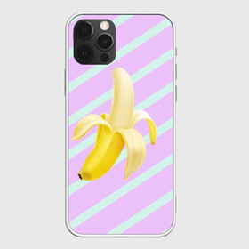 Чехол для iPhone 12 Pro с принтом Банан графический фон в Санкт-Петербурге, силикон | область печати: задняя сторона чехла, без боковых панелей | банан | геометрический принт | графический принт | лавандовый | летний | лето | мятный | полоска | принт