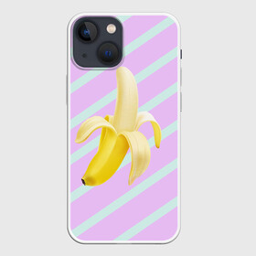 Чехол для iPhone 13 mini с принтом Банан графический фон в Санкт-Петербурге,  |  | Тематика изображения на принте: банан | геометрический принт | графический принт | лавандовый | летний | лето | мятный | полоска | принт