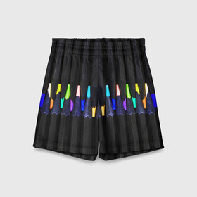 Детские спортивные шорты 3D с принтом Цветные Карандаши в Санкт-Петербурге,  100% полиэстер
 | пояс оформлен широкой мягкой резинкой, ткань тянется
 | colored | pencils | карандаши | мелки | цветные