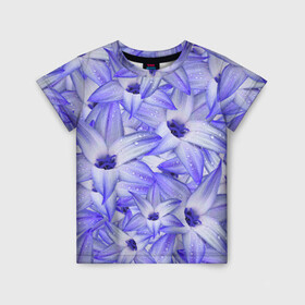 Детская футболка 3D с принтом Синие Цветы в Санкт-Петербурге, 100% гипоаллергенный полиэфир | прямой крой, круглый вырез горловины, длина до линии бедер, чуть спущенное плечо, ткань немного тянется | Тематика изображения на принте: flowers | букет | синие | флора | цветы