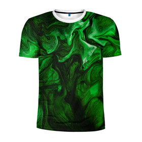 Мужская футболка 3D спортивная с принтом Кислотные разводы в Санкт-Петербурге, 100% полиэстер с улучшенными характеристиками | приталенный силуэт, круглая горловина, широкие плечи, сужается к линии бедра | acid | green | зеленые | кислоты | разводы