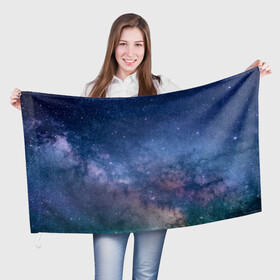 Флаг 3D с принтом Космос в Санкт-Петербурге, 100% полиэстер | плотность ткани — 95 г/м2, размер — 67 х 109 см. Принт наносится с одной стороны | вселенная | галактика | галактики | звёздный | звёзды | космические | космический | космическое | космос