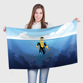 Флаг 3D с принтом Марк Грэйсон Неуязвимый в Санкт-Петербурге, 100% полиэстер | плотность ткани — 95 г/м2, размер — 67 х 109 см. Принт наносится с одной стороны | damien darkblood | invincible | superman | марк грэйсон | мультсериал | неуязвимый | супергерой
