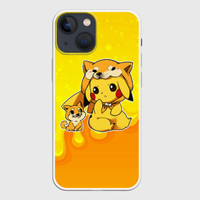 Чехол для iPhone 13 mini с принтом Пикачу и корги в Санкт-Петербурге,  |  | anime | picachu | pikachu | аниме | милый | пика | пикачу | покебол | покемон