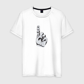 Мужская футболка хлопок с принтом Number one в Санкт-Петербурге, 100% хлопок | прямой крой, круглый вырез горловины, длина до линии бедер, слегка спущенное плечо. | one | кулак | один | палец | указатель