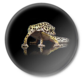 Значок с принтом ЭУБЛЕФАР  EUBLEPHARIS в Санкт-Петербурге,  металл | круглая форма, металлическая застежка в виде булавки | tegunvteg | геккон | гекон | зублефар | леопардовый геккон | эу | эублефар | ящерица
