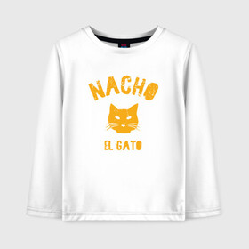 Детский лонгслив хлопок с принтом Nacho El Gato в Санкт-Петербурге, 100% хлопок | круглый вырез горловины, полуприлегающий силуэт, длина до линии бедер | animal | cat | cute | kitty | meow | друг | животные | киска | китти | кот | котенок | котик | котэ | кошечка | кошка | лев | леопард | милый | мур | мяу | пантера | питомец | рысь | тигр