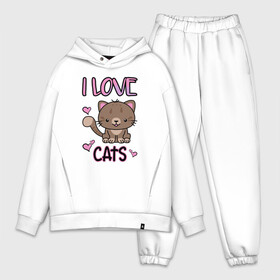 Мужской костюм хлопок OVERSIZE с принтом I Love Cats в Санкт-Петербурге,  |  | animal | cat | cute | kitty | love | meow любовь | друг | животные | киска | китти | кот | котенок | котик | котэ | кошечка | кошка | милый | мур | мяу | питомец