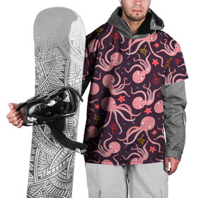 Накидка на куртку 3D с принтом Осьминоги в Санкт-Петербурге, 100% полиэстер |  | cute | octopus | милый | морское | осьминог | осьминожка | паттерн | тентакли | щупальца