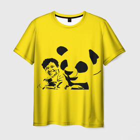 Мужская футболка 3D с принтом Панда в Санкт-Петербурге, 100% полиэфир | прямой крой, круглый вырез горловины, длина до линии бедер | добрый | забавный | китай | медведь | пушистый | черно белый