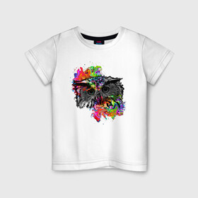 Детская футболка хлопок с принтом взгляд совы в Санкт-Петербурге, 100% хлопок | круглый вырез горловины, полуприлегающий силуэт, длина до линии бедер | арт | краски | перья | птица | сова | цвет