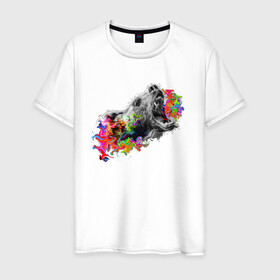 Мужская футболка хлопок с принтом пасть медведя в Санкт-Петербурге, 100% хлопок | прямой крой, круглый вырез горловины, длина до линии бедер, слегка спущенное плечо. | грозный | друг | животное | животные | звери | медведь | опасность | оскал | укус