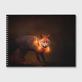 Альбом для рисования с принтом Лисица с гирляндой в Санкт-Петербурге, 100% бумага
 | матовая бумага, плотность 200 мг. | fox | foxy | животное | звери | лиса | лисенок | лисичка | милая | рыжая | фокс