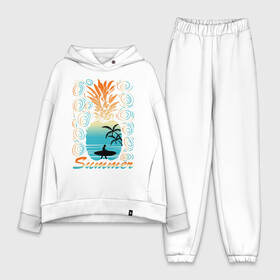 Женский костюм хлопок Oversize с принтом ЛЕТО в Санкт-Петербурге,  |  | beach | holiday | print | sea | summer | sun | surf | ананас | лето | море | острова | отдых | отпуск | пальмы | пейзаж | песок | пляж | серфинг | солнце