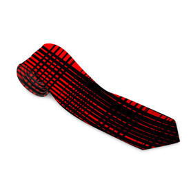 Галстук 3D с принтом ЧерНые линии на Красном в Санкт-Петербурге, 100% полиэстер | Длина 148 см; Плотность 150-180 г/м2 | красный | линии | полоски | полосы | черные линии