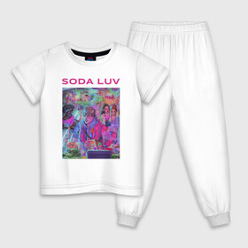 Детская пижама хлопок с принтом SODA LUV в Санкт-Петербурге, 100% хлопок |  брюки и футболка прямого кроя, без карманов, на брюках мягкая резинка на поясе и по низу штанин
 | luv | melon | music | soda | sodaluv | бигасс | коми | лав | лого | лув | мелон | сода