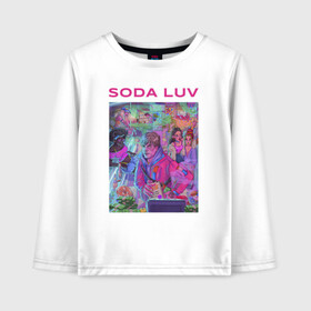 Детский лонгслив хлопок с принтом SODA LUV в Санкт-Петербурге, 100% хлопок | круглый вырез горловины, полуприлегающий силуэт, длина до линии бедер | luv | melon | music | soda | sodaluv | бигасс | коми | лав | лого | лув | мелон | сода