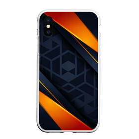 Чехол для iPhone XS Max матовый с принтом BLACK ORANGE в Санкт-Петербурге, Силикон | Область печати: задняя сторона чехла, без боковых панелей | 3d | 3д | sport | абстракция | линии | паттерн | соты | спортивный стиль | текстуры