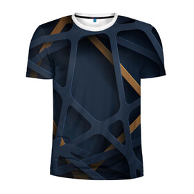 Мужская футболка 3D спортивная с принтом Паутина в Санкт-Петербурге, 100% полиэстер с улучшенными характеристиками | приталенный силуэт, круглая горловина, широкие плечи, сужается к линии бедра | геометрия | движение | линии | объем | паутина | текстиура | узор