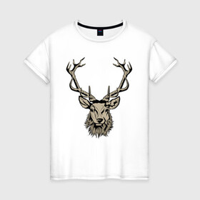 Женская футболка хлопок с принтом Редкий олень в Санкт-Петербурге, 100% хлопок | прямой крой, круглый вырез горловины, длина до линии бедер, слегка спущенное плечо | deer | дикая природа | животные | звери | олень