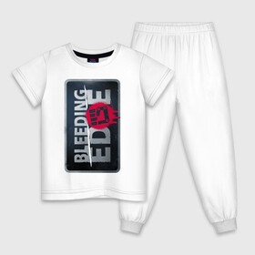 Детская пижама хлопок с принтом Bleeding Edge Logo в Санкт-Петербурге, 100% хлопок |  брюки и футболка прямого кроя, без карманов, на брюках мягкая резинка на поясе и по низу штанин
 | Тематика изображения на принте: games | microsoft | ninja theory | xbox