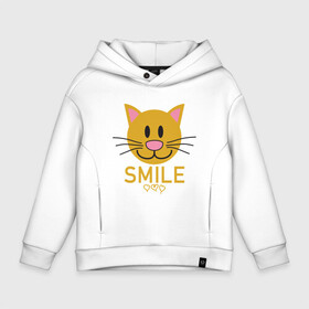 Детское худи Oversize хлопок с принтом Smile Cat в Санкт-Петербурге, френч-терри — 70% хлопок, 30% полиэстер. Мягкий теплый начес внутри —100% хлопок | боковые карманы, эластичные манжеты и нижняя кромка, капюшон на магнитной кнопке | Тематика изображения на принте: animal | cat | cute | kitty | meow | smile | друг | животные | киска | китти | кот | котенок | котик | котэ | кошечка | кошка | милый | мур | мяу | питомец