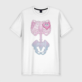 Мужская футболка хлопок Slim с принтом yumemi riamu (Риаму Юмэми) в Санкт-Петербурге, 92% хлопок, 8% лайкра | приталенный силуэт, круглый вырез ворота, длина до линии бедра, короткий рукав | anime | yumemi riamu | аниме | девушки золушки | риаму юмэми | сердце | скелет | хэллоуин