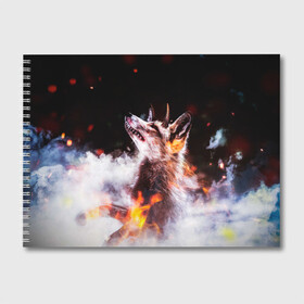 Альбом для рисования с принтом Лиса с рогами в Санкт-Петербурге, 100% бумага
 | матовая бумага, плотность 200 мг. | Тематика изображения на принте: fox | foxy | животное | звери | лиса | лисенок | лисичка | милая | рыжая | фокс