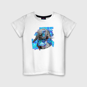 Детская футболка хлопок с принтом слон свесил лапки в Санкт-Петербурге, 100% хлопок | круглый вырез горловины, полуприлегающий силуэт, длина до линии бедер | в голове | в посудной лавке | кость | символ | слон и моська | шахматы