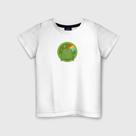 Детская футболка хлопок с принтом Лягушонок в Санкт-Петербурге, 100% хлопок | круглый вырез горловины, полуприлегающий силуэт, длина до линии бедер | жаба | животные | лягушка | лягушонок | мультик | мультфильм | мультяшный | персонаж | радуга