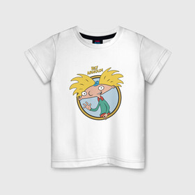 Детская футболка хлопок с принтом Hey Arnold! в Санкт-Петербурге, 100% хлопок | круглый вырез горловины, полуприлегающий силуэт, длина до линии бедер | arnold | boy | cartoon | nickelodeon | арнольд | мальчик | мультик | никелодион