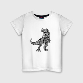 Детская футболка хлопок с принтом Тираннозавр узор Мандала в Санкт-Петербурге, 100% хлопок | круглый вырез горловины, полуприлегающий силуэт, длина до линии бедер | art | ethnic | grunge | mandala | pattern | pop culture | rex | science | t rex | tribal | tyrannosaurus rex | vintage | арт | вензеля | винтаж | гранж | динозавр | наука | паттерн | популярная культура | теропод | ти рекс | тиранозавр | тирекс | хищник |