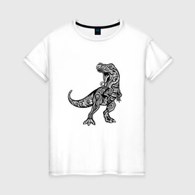 Женская футболка хлопок с принтом Тираннозавр узор Мандала в Санкт-Петербурге, 100% хлопок | прямой крой, круглый вырез горловины, длина до линии бедер, слегка спущенное плечо | art | ethnic | grunge | mandala | pattern | pop culture | rex | science | t rex | tribal | tyrannosaurus rex | vintage | арт | вензеля | винтаж | гранж | динозавр | наука | паттерн | популярная культура | теропод | ти рекс | тиранозавр | тирекс | хищник |