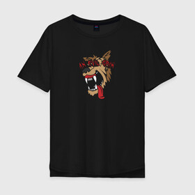 Мужская футболка хлопок Oversize с принтом Злобный оскал в Санкт-Петербурге, 100% хлопок | свободный крой, круглый ворот, “спинка” длиннее передней части | Тематика изображения на принте: дог | злой | зубы | клыки | монстр | оскал | пасть | пес | собака