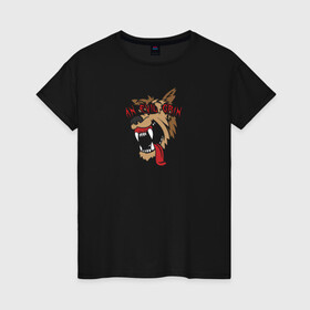 Женская футболка хлопок с принтом Злобный оскал в Санкт-Петербурге, 100% хлопок | прямой крой, круглый вырез горловины, длина до линии бедер, слегка спущенное плечо | дог | злой | зубы | клыки | монстр | оскал | пасть | пес | собака