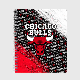 Тетрадь с принтом CHICAGO BULLS [6] в Санкт-Петербурге, 100% бумага | 48 листов, плотность листов — 60 г/м2, плотность картонной обложки — 250 г/м2. Листы скреплены сбоку удобной пружинной спиралью. Уголки страниц и обложки скругленные. Цвет линий — светло-серый
 | Тематика изображения на принте: basketball | bulls | chicago | chicago bulls | jordan | nba | баскетбол | джордан | нба | чикаго буллз