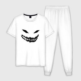 Мужская пижама хлопок с принтом Ghost face в Санкт-Петербурге, 100% хлопок | брюки и футболка прямого кроя, без карманов, на брюках мягкая резинка на поясе и по низу штанин
 | disturbed | drain | face | ghost | дрейн | монстр | призрак