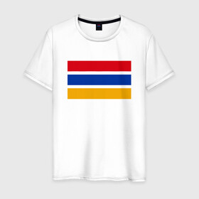 Мужская футболка хлопок с принтом Armenia Flag в Санкт-Петербурге, 100% хлопок | прямой крой, круглый вырез горловины, длина до линии бедер, слегка спущенное плечо. | armenia | armenya | арарат | армения | армяне | армянин | арцах | горы | ереван | кавказ | народ | саркисян | ссср | страна | флаг