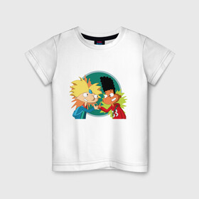 Детская футболка хлопок с принтом Hey Arnold!  в Санкт-Петербурге, 100% хлопок | круглый вырез горловины, полуприлегающий силуэт, длина до линии бедер | Тематика изображения на принте: мульсериалы | мультфильмы 90 х | никелодеон | ностальгия | нулевые | эй арнольд