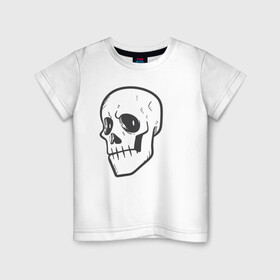 Детская футболка хлопок с принтом Хмурый Аякс в Санкт-Петербурге, 100% хлопок | круглый вырез горловины, полуприлегающий силуэт, длина до линии бедер | skull | иллюстрация | стикер | ужастик | череп