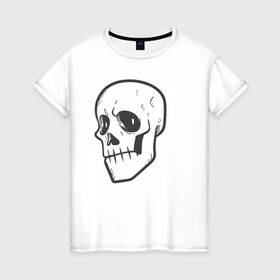 Женская футболка хлопок с принтом Хмурый Аякс в Санкт-Петербурге, 100% хлопок | прямой крой, круглый вырез горловины, длина до линии бедер, слегка спущенное плечо | skull | иллюстрация | стикер | ужастик | череп