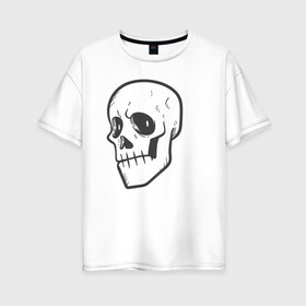 Женская футболка хлопок Oversize с принтом Хмурый Аякс в Санкт-Петербурге, 100% хлопок | свободный крой, круглый ворот, спущенный рукав, длина до линии бедер
 | skull | иллюстрация | стикер | ужастик | череп