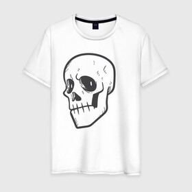 Мужская футболка хлопок с принтом Хмурый Аякс в Санкт-Петербурге, 100% хлопок | прямой крой, круглый вырез горловины, длина до линии бедер, слегка спущенное плечо. | skull | иллюстрация | стикер | ужастик | череп