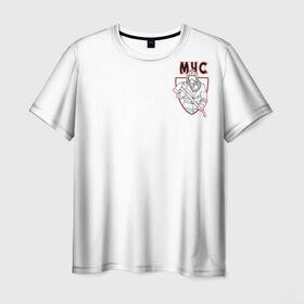 Мужская футболка 3D с принтом МЧС в Санкт-Петербурге, 100% полиэфир | прямой крой, круглый вырез горловины, длина до линии бедер | firefighter | rescuer | пожарный | спасатель | спсч