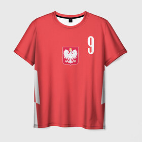 Мужская футболка 3D с принтом Lewandowski Poland 9 в Санкт-Петербурге, 100% полиэфир | прямой крой, круглый вырез горловины, длина до линии бедер | Тематика изображения на принте: football | польша | польша футбол | футбол | футбольный клуб | футбольшый клуб польши