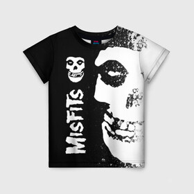 Детская футболка 3D с принтом MISFITS [1] в Санкт-Петербурге, 100% гипоаллергенный полиэфир | прямой крой, круглый вырез горловины, длина до линии бедер, чуть спущенное плечо, ткань немного тянется | misfits | music | rock | мисфитс | музыка | рок