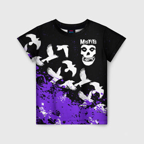 Детская футболка 3D с принтом MISFITS [6] в Санкт-Петербурге, 100% гипоаллергенный полиэфир | прямой крой, круглый вырез горловины, длина до линии бедер, чуть спущенное плечо, ткань немного тянется | misfits | music | rock | мисфитс | музыка | рок