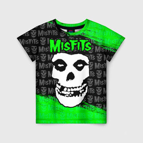 Детская футболка 3D с принтом MISFITS [3] в Санкт-Петербурге, 100% гипоаллергенный полиэфир | прямой крой, круглый вырез горловины, длина до линии бедер, чуть спущенное плечо, ткань немного тянется | misfits | music | rock | мисфитс | музыка | рок