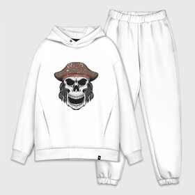 Мужской костюм хлопок OVERSIZE с принтом Череп пирата в Санкт-Петербурге,  |  | captain | pirate | skull | капитан | пират | череп | штурвал