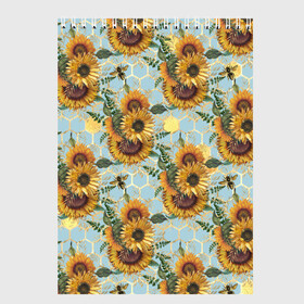 Скетчбук с принтом Подсолнухи и пчёлы на голубом в Санкт-Петербурге, 100% бумага
 | 48 листов, плотность листов — 100 г/м2, плотность картонной обложки — 250 г/м2. Листы скреплены сверху удобной пружинной спиралью | bee | bees | blue sky | fashion | flowers | flowers lovers | honey | sunflower | sunflowers | букет подсолнухов | весенние подсолнухи | голубое небо | жёлтые подсолнухи | летние подсолнухи | летние цветы | мёд | медовые соты